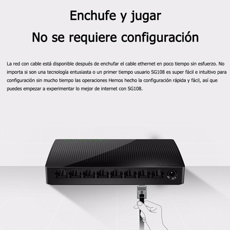 Tenda SG108 100/1000M Desktop Network Switch 8 Port Gigabit Desktop Switch Ethernet Switch LAN Hub(US Plug) - Network Hubs by Tenda | Online Shopping UK | buy2fix