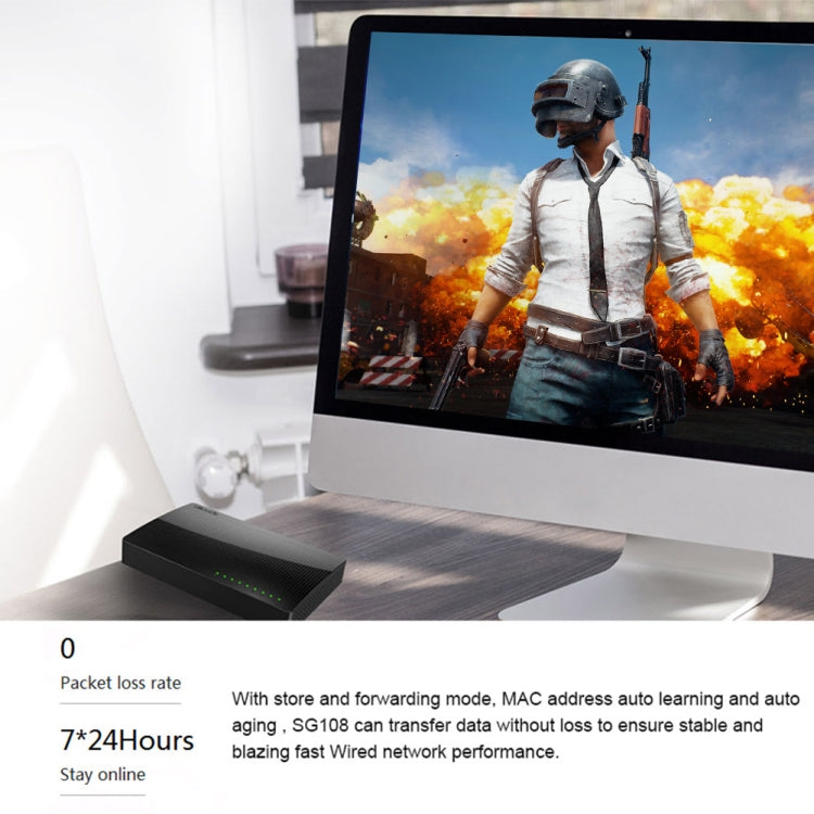 Tenda SG108 100/1000M Desktop Network Switch 8 Port Gigabit Desktop Switch Ethernet Switch LAN Hub(US Plug) - Network Hubs by Tenda | Online Shopping UK | buy2fix