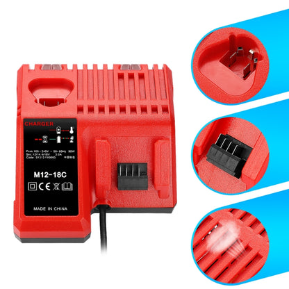 M12-18C For Milwaukee 18V Power Tools Battery Charger, Plug: EU - Electric Saws & Accessories by buy2fix | Online Shopping UK | buy2fix