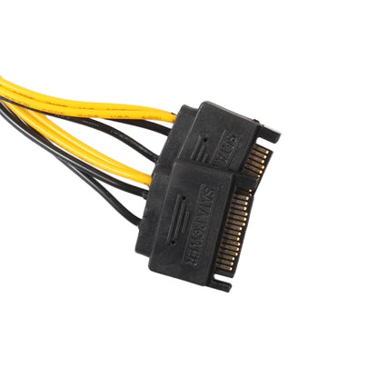 0.2m Full Copper GPU Graphics Card 8 Pin Female To Double 15 Pin SATA Computer Motherboard Power Transfer Line(Black and Yellow Line) - eSATA & SATA & IDE by buy2fix | Online Shopping UK | buy2fix