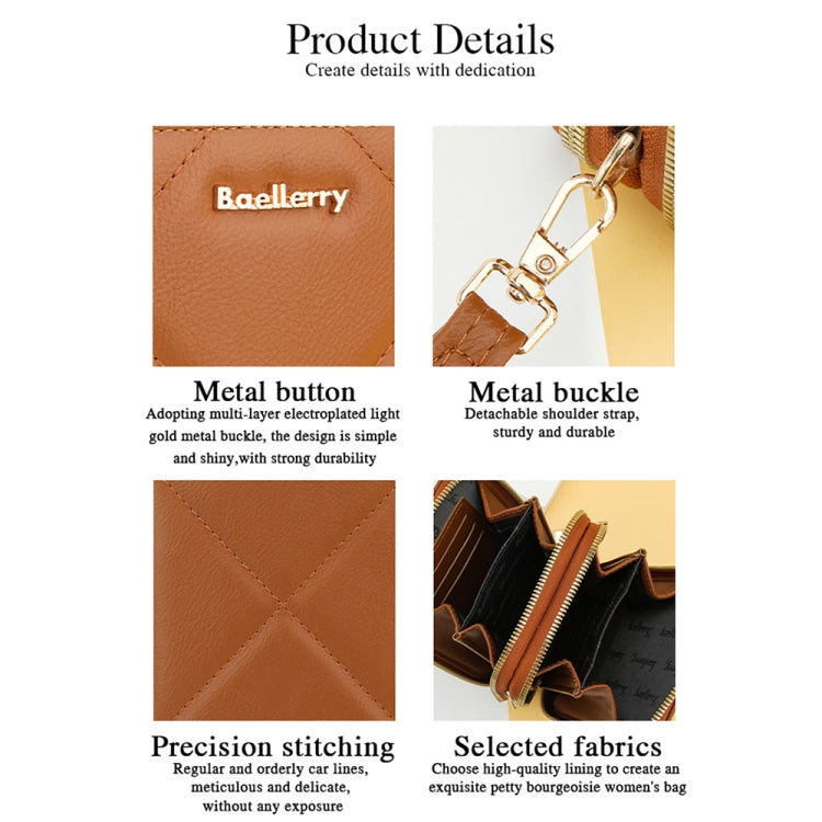 Baellerry N0111 Large Capacity Vertical Double-zipper Phone Bag Single-shoulder Messenger Bag(Apricot) - Single-shoulder Bags by Baellerry | Online Shopping UK | buy2fix