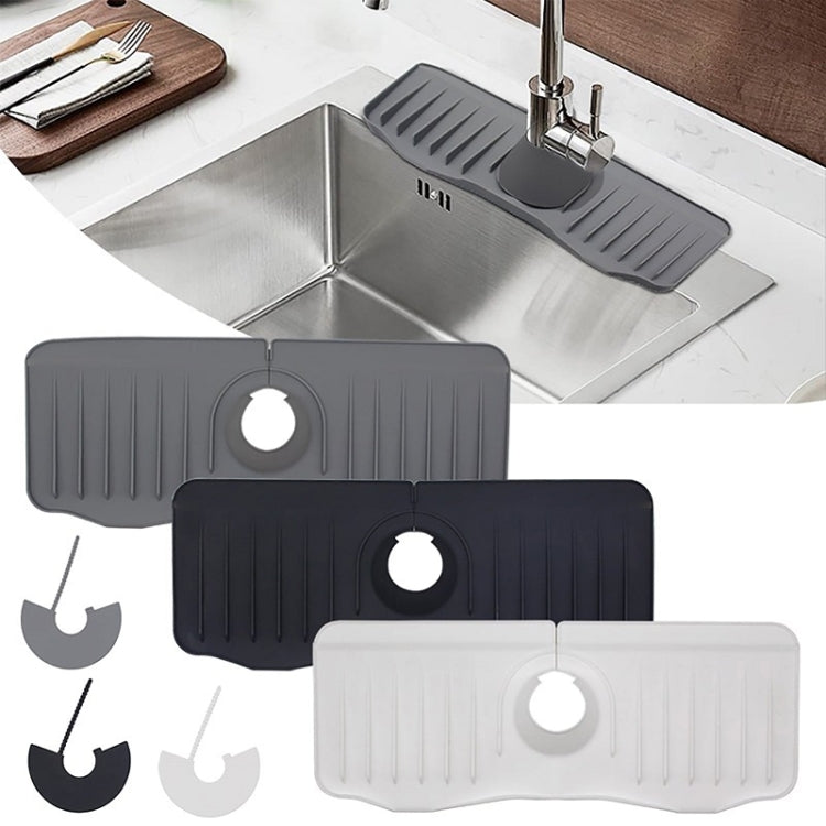 Bathroom Kitchen Silicone Faucet Anti-Splash Drain Mat, Color: White+Waterproof Edge(37x14.7x2cm) - Faucets & Accessories by buy2fix | Online Shopping UK | buy2fix