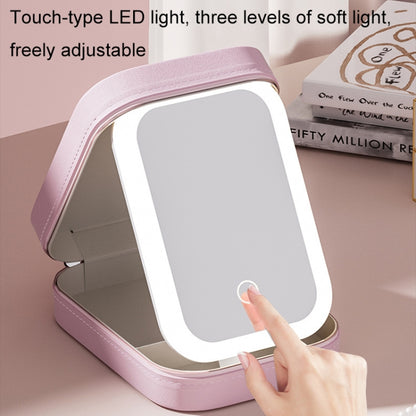 Multifunctional LED Light Cosmetic Mirror Cosmetic Bag Jewelry and Cosmetics Storage Box(Pink) - Storage Boxes by buy2fix | Online Shopping UK | buy2fix