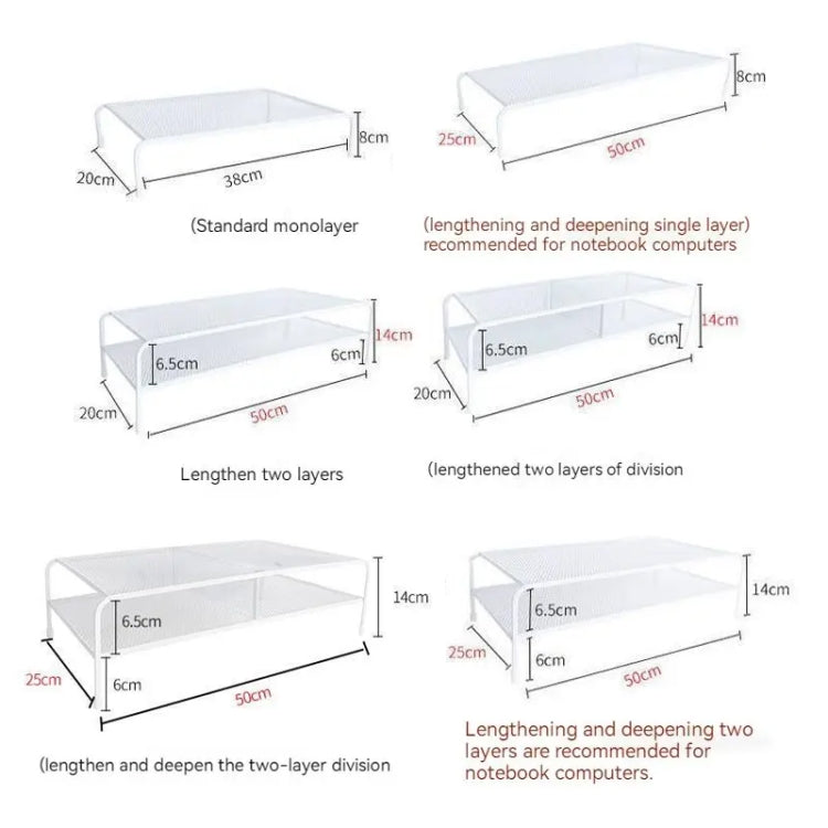 Computer Monitor Elevated Bracket Desk Wrought Iron Rack Organizer, Spec: Standard Single Layer - Laptop Stand by buy2fix | Online Shopping UK | buy2fix