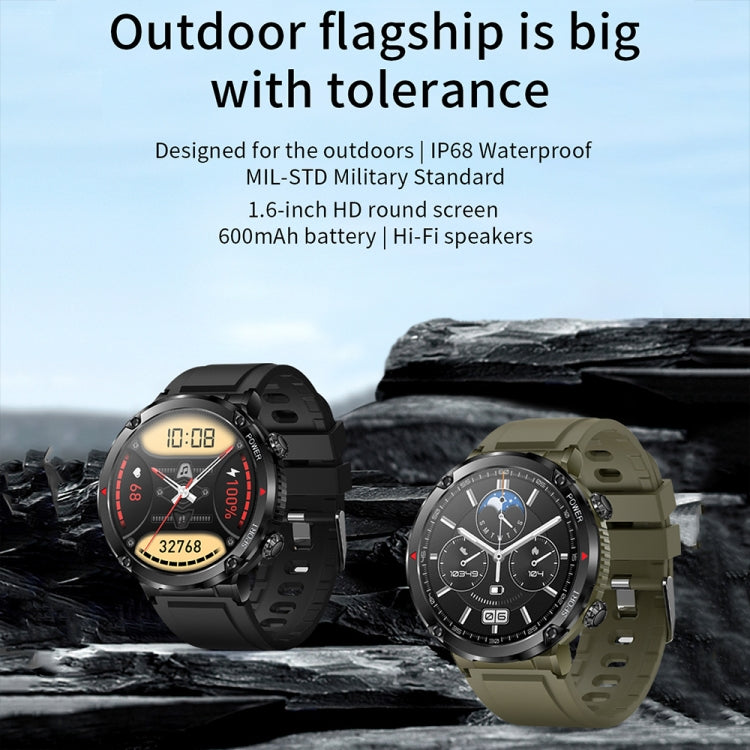 T30 1.6-inch Outdoor Sports Waterproof Smart Music Bluetooth Call Watch, Color: Black Net+Silicone - Smart Watches by buy2fix | Online Shopping UK | buy2fix