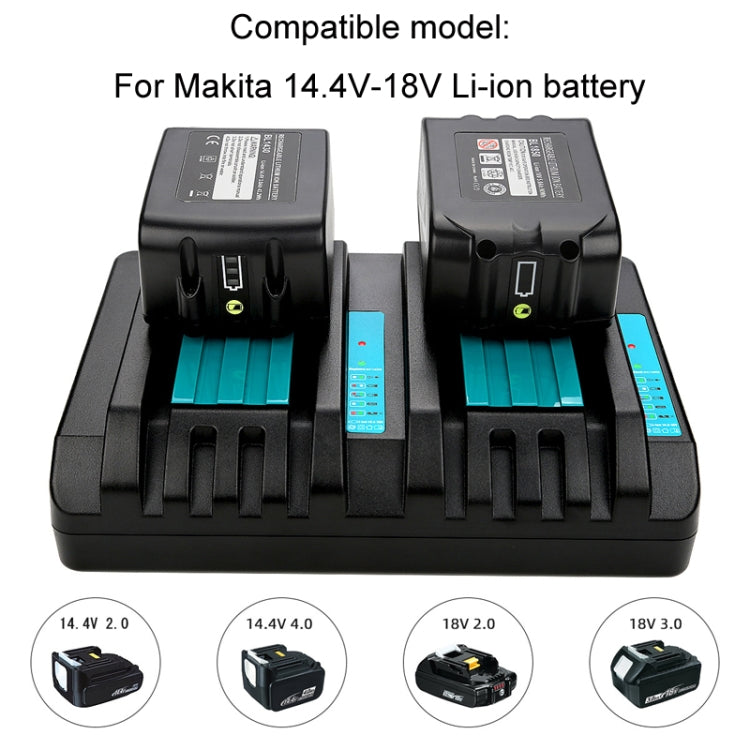 For Makita DC18RC 14.4-18V Lithium Battery Dual Charger, Specification: US Plug - Electric Saws & Accessories by buy2fix | Online Shopping UK | buy2fix