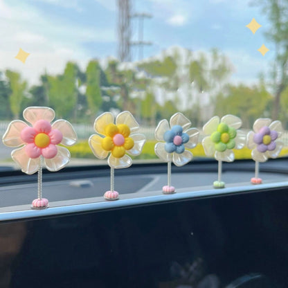 5pcs /Set Cute Cartoon Flower Car Shaking Ornament Car Dashboard Decoration, Style: Dark Color - Ornaments by buy2fix | Online Shopping UK | buy2fix