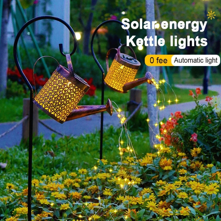 Iron Hollow Projection Light Solar Outdoor Waterproof Garden Kettle Light Lawn Landscape Ground Plug Decorative Light, Style: Small - Solar Lights by buy2fix | Online Shopping UK | buy2fix