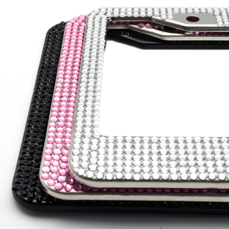 US Standard Stainless Steel License Plate Modified Frame With Diamonds, Color: Square Hole White Diamond - License Plate Covers & Frames by buy2fix | Online Shopping UK | buy2fix