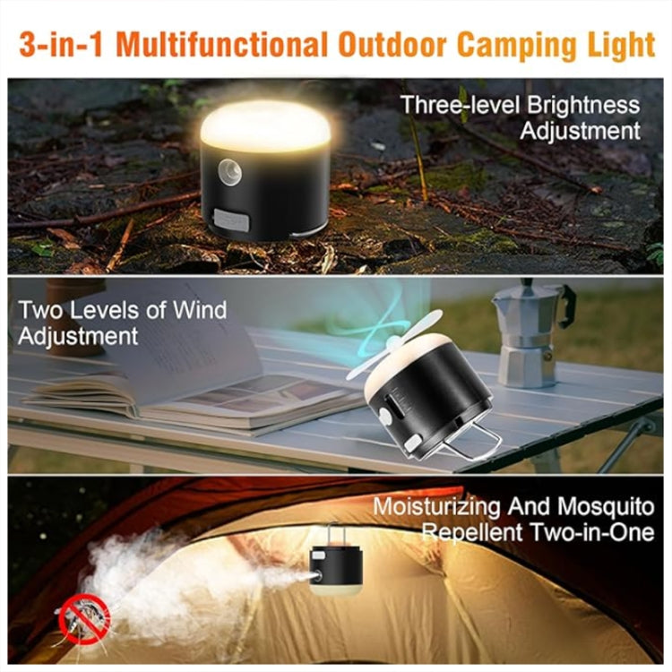 Outdoor Camping Tent Hanging Ambient Light Magnetic Spray Humidification Fan(White) - Electric Fans by buy2fix | Online Shopping UK | buy2fix