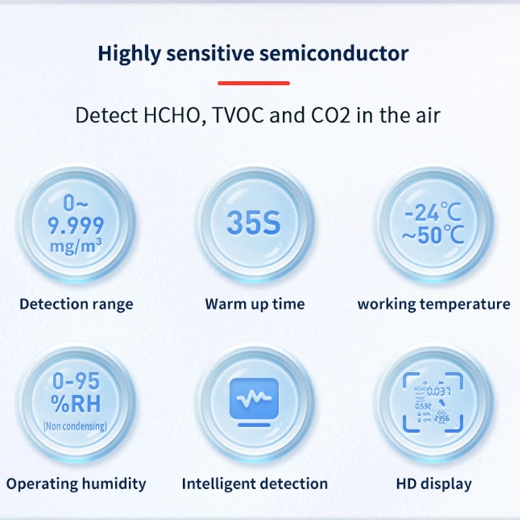 5 In 1  Air Quality Monitor TVOC HCHO CO2 Detector Temperature Humidity Tester(Black) - Air & Water Quality Tester by buy2fix | Online Shopping UK | buy2fix