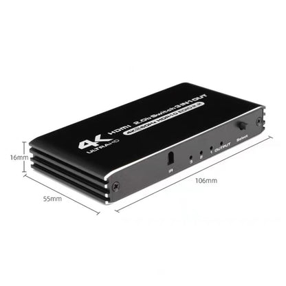 60Hz HDMI2.0 4K With Remote Control Switcher HDCP2.2 Version 3 Into 1 Out Video Converter - Switch by buy2fix | Online Shopping UK | buy2fix