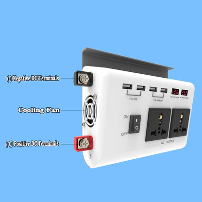 DC 12V To AC 220V Car Inverter Dual Socket 4USB - Modified Square Wave by buy2fix | Online Shopping UK | buy2fix