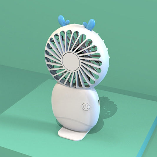 Summer Cartoon Pocket Handheld Stand Fan Rechargeable Silent Mini Fan(White) - Electric Fans by buy2fix | Online Shopping UK | buy2fix