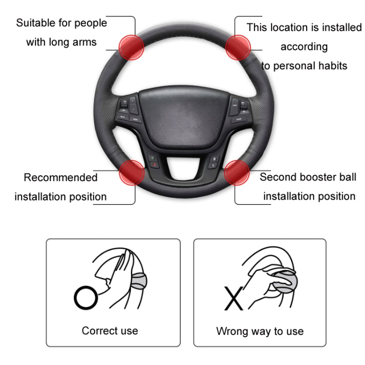 Steering Wheel One-Hand Turning Bearing Type Power-Saving Ball(Black) - Seat Belts & Padding by buy2fix | Online Shopping UK | buy2fix