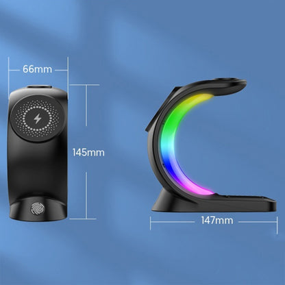 T17 3-in-1 RGB Atmosphere Light MagSafe Phone Watch Earphone Wireless Charger, Color: White no Plug - Wireless Charger by buy2fix | Online Shopping UK | buy2fix