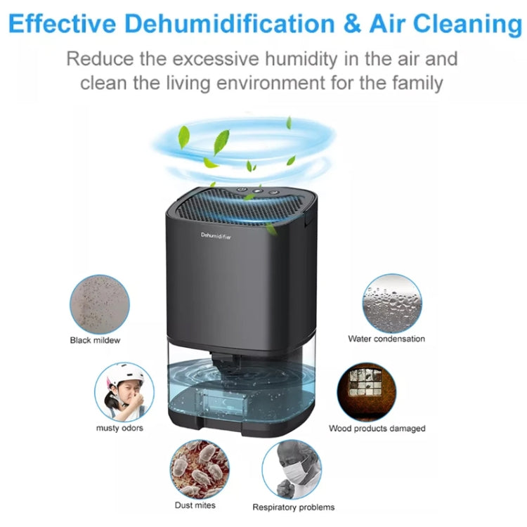 1L 36W Air Dehumidifier for Home Damp Drying Clothes with 7 colors Light US Plug(White) - Dehumidifiers by buy2fix | Online Shopping UK | buy2fix