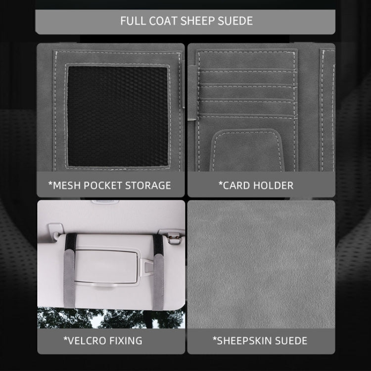 Car Sun Visor Bill Holder Glasses Clip Storage Bag(Grey) - Sunglasses & Glasses Clips by buy2fix | Online Shopping UK | buy2fix