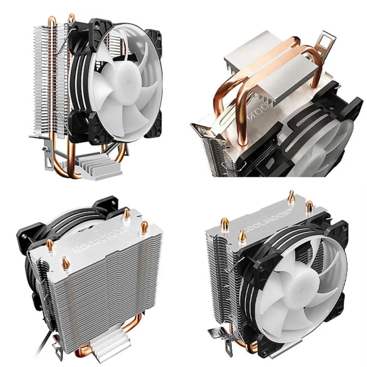 COOLMOON Frost Double Copper Tube CPU Fan Desktop PC Illuminated Silent AMD Air-Cooled Cooler, Style: P2 Streamline Edition Single Fan - Fan Cooling by COOLMOON | Online Shopping UK | buy2fix