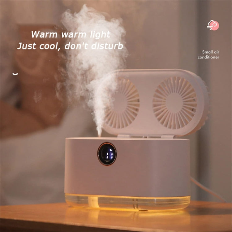 WT-818 Dual-leaf Spray Smart Digital Display Desktop Fan Night Light Humidification Cooler(Green) - Electric Fans by buy2fix | Online Shopping UK | buy2fix