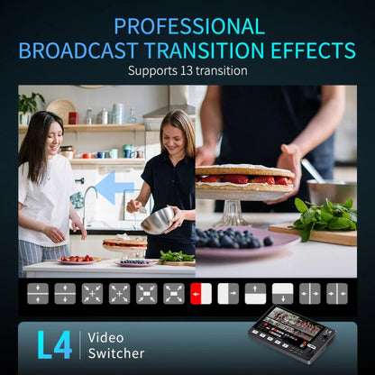 FEELWORLD L4 Multi-Camera Video Mixer Switcher 10.1" Touch Screen USB 3.0 Fast Streaming(UK Plug) - On-camera Monitors by FEELWORLD | Online Shopping UK | buy2fix