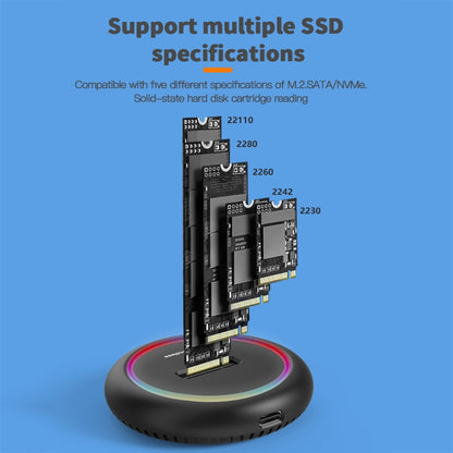 Blueendless SD03C M.2 NVMe / NGFF Dual-Protocol SSD Base With RGB Color Light, Spec: Type-C-USB - HDD Enclosure by Blueendless | Online Shopping UK | buy2fix