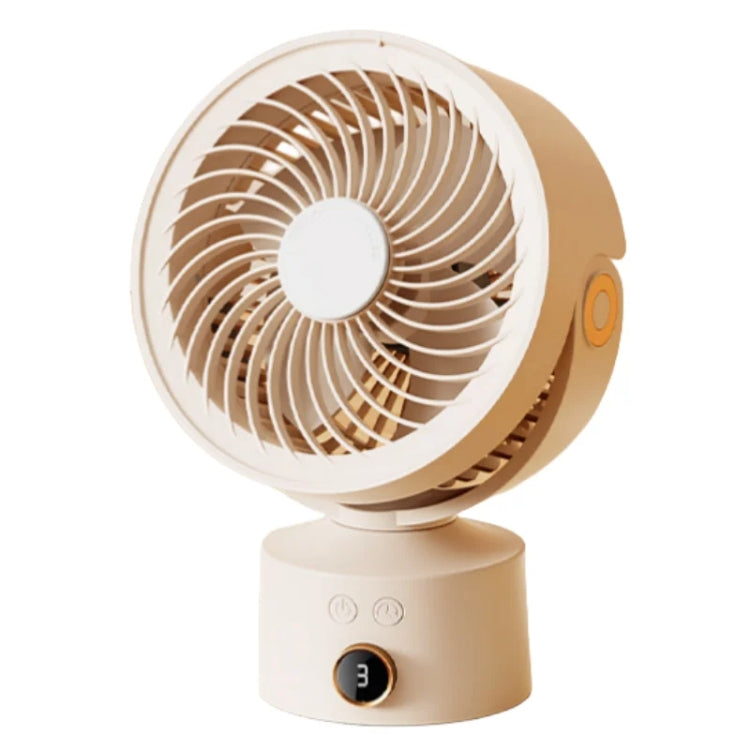 WT-F70  Oscillating Desk Fan  3-Speed Digital  Display, 4-Hour Timer, Adjustable Tilt Angle, Built-In 4000 MAh Battery(Apricot) - Electric Fans by buy2fix | Online Shopping UK | buy2fix