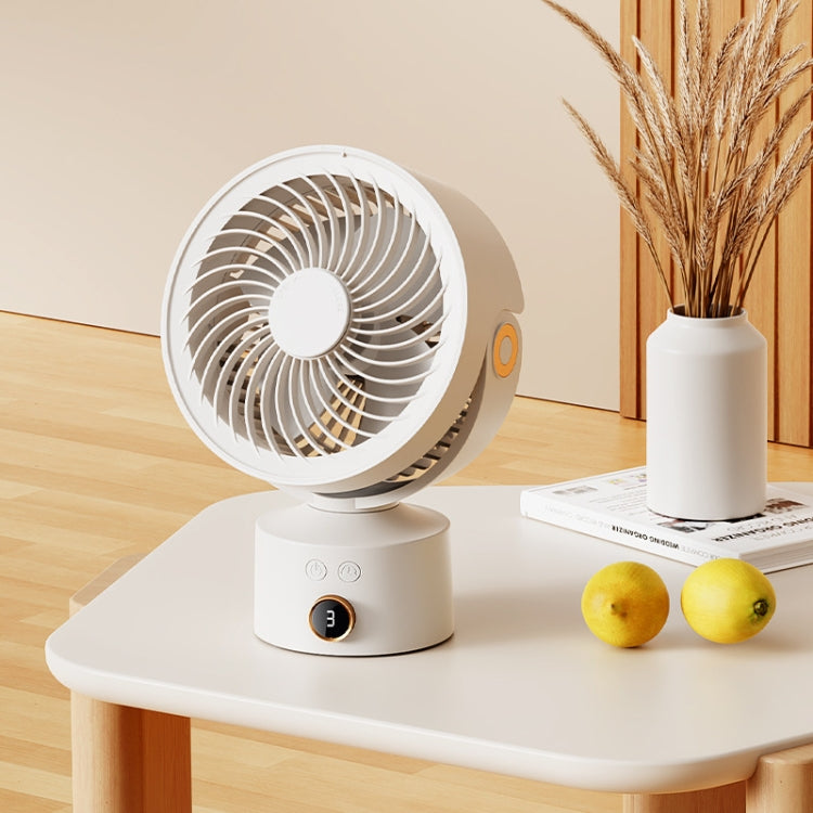 WT-F70  Oscillating Desk Fan  3-Speed Digital  Display, 4-Hour Timer, Adjustable Tilt Angle, Built-In 4000 MAh Battery(Apricot) - Electric Fans by buy2fix | Online Shopping UK | buy2fix