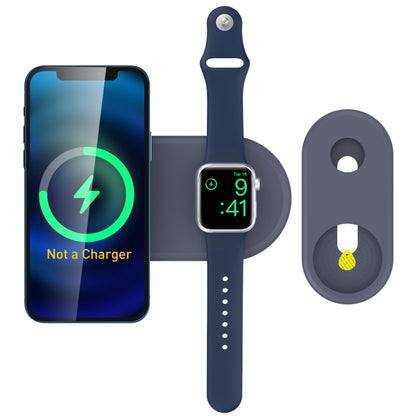 For Apple Watch / iPhone AhaStyle PT135 2 In 1 Silicone Wireless Charging Base(Midnight Blue) - Charger / Holder by AhaStyle | Online Shopping UK | buy2fix