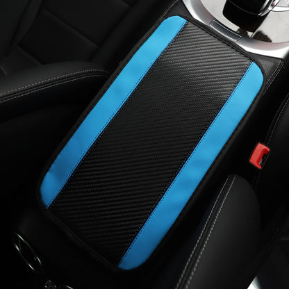 32x19cm PU Carbon Fiber Leather Central Armrest Box Cover Anti-slip Pad(Blue) - Seat Accessories by buy2fix | Online Shopping UK | buy2fix