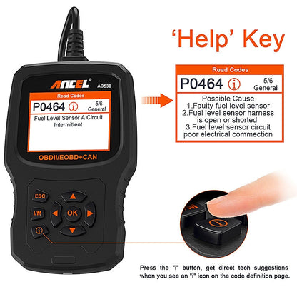 ANCEL AD530 2.8-Inch Screen OBD2 Car Engine Tester Car Battery Test Tool - Code Readers & Scan Tools by ANCEL | Online Shopping UK | buy2fix