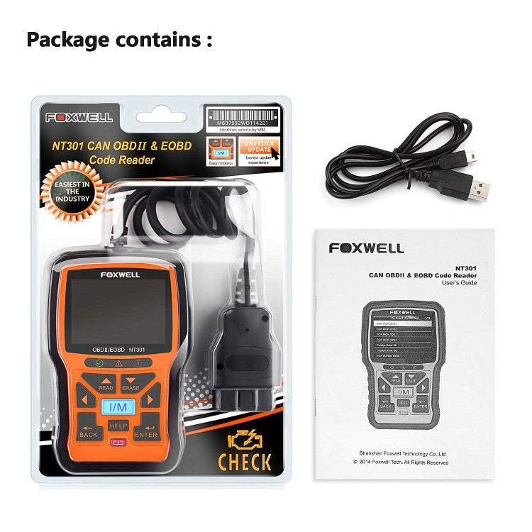 FOXWELL NT301 OBD2 Car Fault Diagnostic Instrument Live Data Code Reader Tool - Code Readers & Scan Tools by FOXWELL | Online Shopping UK | buy2fix