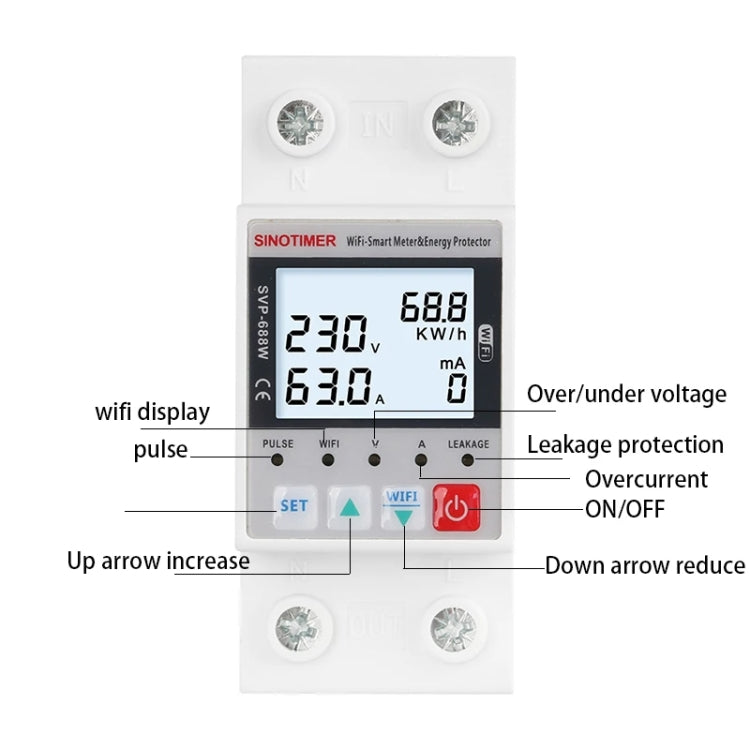 SINOTIMER SVP-688W  TUYA APP WiFi Smart Circuit Breaker Over Under Voltage Protector - Other Tester Tool by SINOTIMER | Online Shopping UK | buy2fix