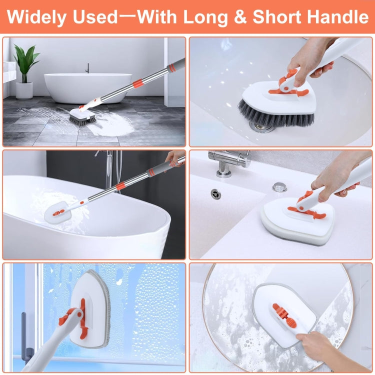 Shower Cleaning Brush With 52 Inch Adjustable Handle Tub Tile Scrubber Brush, Spec: Set 1 - Sponges, Cloths & Brushes by buy2fix | Online Shopping UK | buy2fix