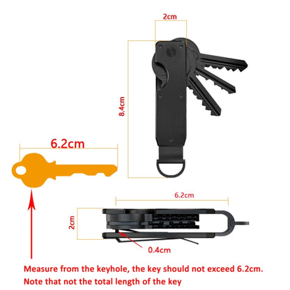 Compact Key Organizer Metal Key Chain Can Hold 2-6 Keys Gray - Key Rings by buy2fix | Online Shopping UK | buy2fix