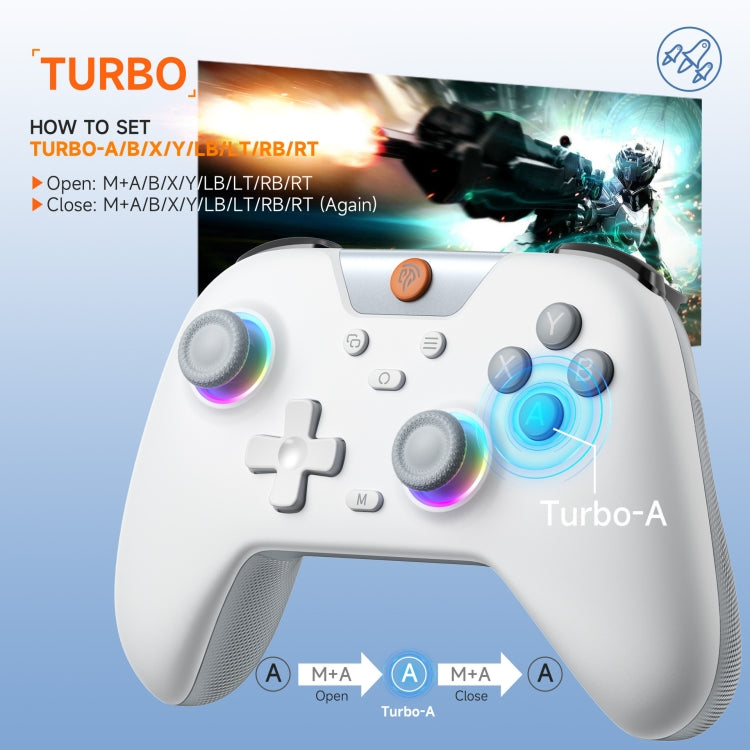 EasySMX X05 Wireless Gamepad Hall RGB Effect Controller For PC / Phone / Switch / Steam Deck(White) - Gamepads by EasySMX | Online Shopping UK | buy2fix