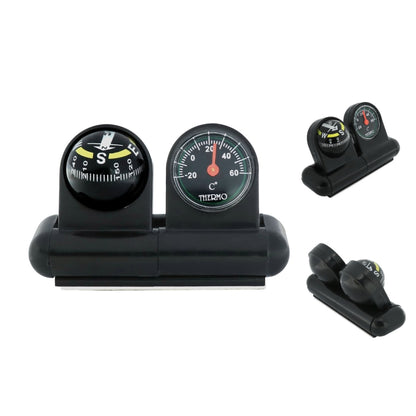 2 In 1 Car Guide Ball Thermometer Adjustable Angle Compass(English Version) - Clocks & Car Meters by buy2fix | Online Shopping UK | buy2fix