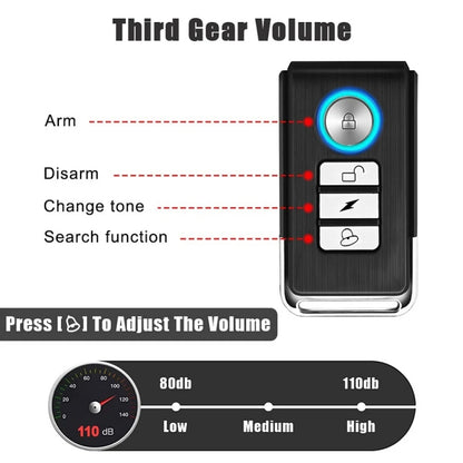 SF32R+03C Electric Motorcycle / Bike Anti-theft Alarm Home Wiring Free Vibration Alarm - Security Alarm System by buy2fix | Online Shopping UK | buy2fix