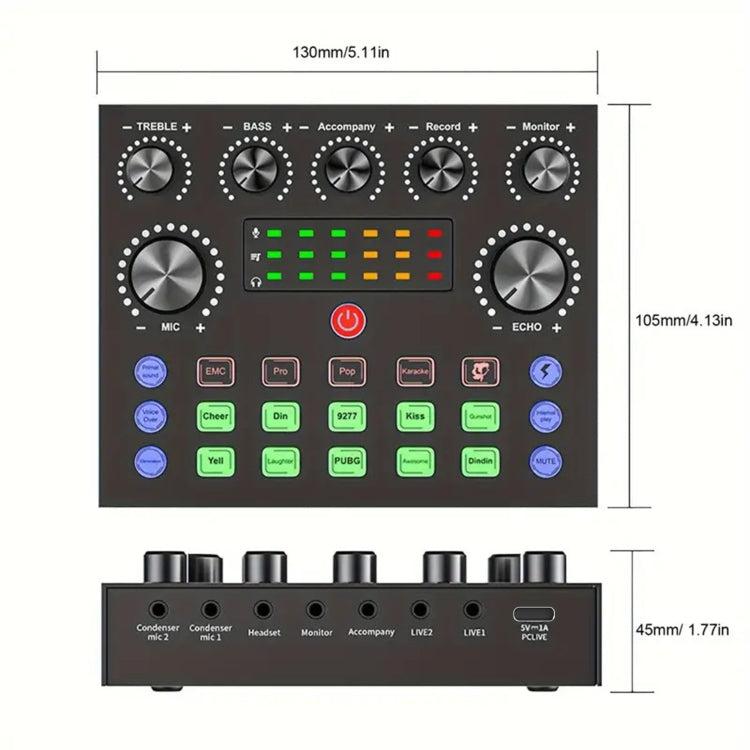 V8S Audio Mixer Live Voice Changer External Sound Card, Color: Black - Live Sound Effects Processors by buy2fix | Online Shopping UK | buy2fix