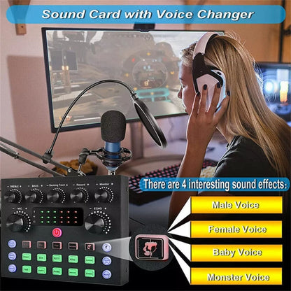 V8S Audio Mixer Live Voice Changer External Sound Card, Color: Gold Cantilever Set - Live Sound Effects Processors by buy2fix | Online Shopping UK | buy2fix