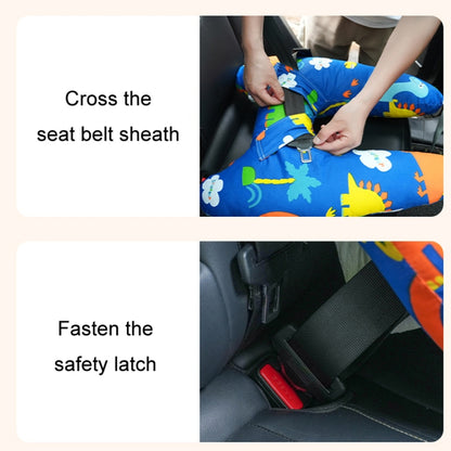 55x66cm Children Car Seat Belt Prevent Neck Strangulation Sleeping Pillow(Blue Dinosaur) - Seat Accessories by buy2fix | Online Shopping UK | buy2fix