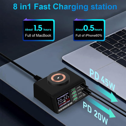 X9M 9-in-1 110W USB+PD Smart Multi-ports QI Magnetic Wireless Charger, Spec: Black EU Plug - Multifunction Charger by buy2fix | Online Shopping UK | buy2fix