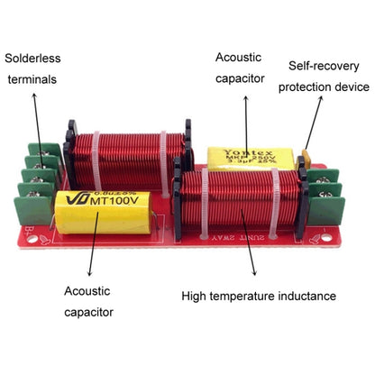 WEAH-2503 High and Low 2-way Speaker Crossover Hi-Fi Home Audio Solderless Divider(B Type Red Capacitor) - Audio Crossover by buy2fix | Online Shopping UK | buy2fix