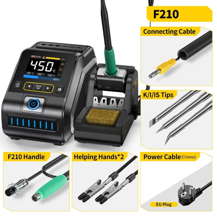 FNIRSI 200W Intelligent Constant Temperature Electric Soldering Iron Station, Set: EU Plug F210 Upgrade 3 Heads - Electric Soldering Iron by FNIRSI | Online Shopping UK | buy2fix