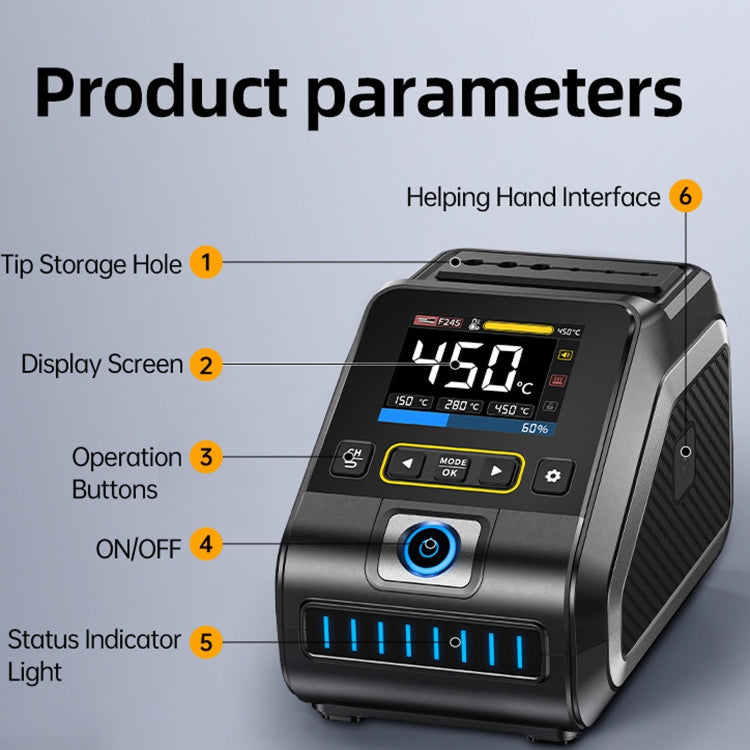 FNIRSI 200W Intelligent Constant Temperature Electric Soldering Iron Station, Set: EU Plug F245 Upgrade 6 Heads - Electric Soldering Iron by FNIRSI | Online Shopping UK | buy2fix