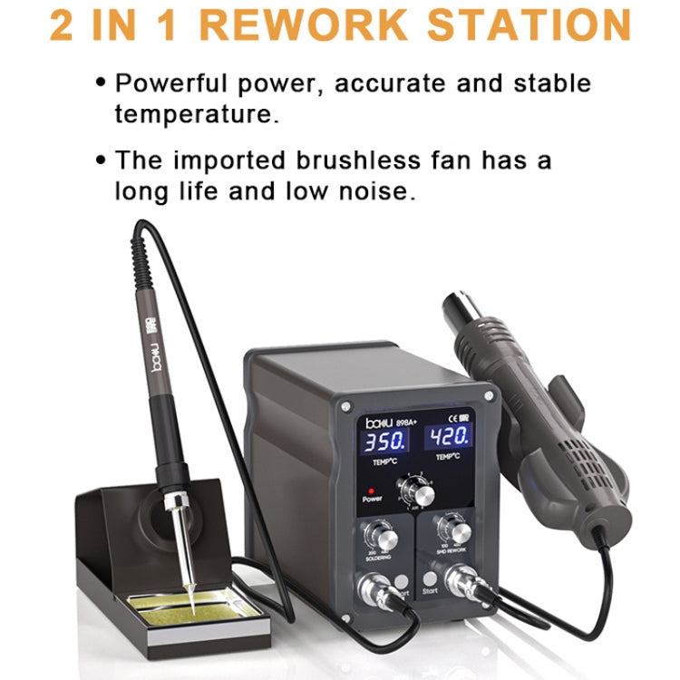 BAKU BA-898A+ 2-In-1 Soldering Station Hot Air Station Adjustable Temperature US Plug 110V - Electric Soldering Iron by BAKU | Online Shopping UK | buy2fix