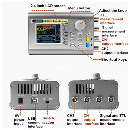 JUNTEK Programmable Dual-Channel DDS Function Arbitrary Waveform Signal Generator, Frequency: 15MHz(AU Plug) - Other Tester Tool by buy2fix | Online Shopping UK | buy2fix