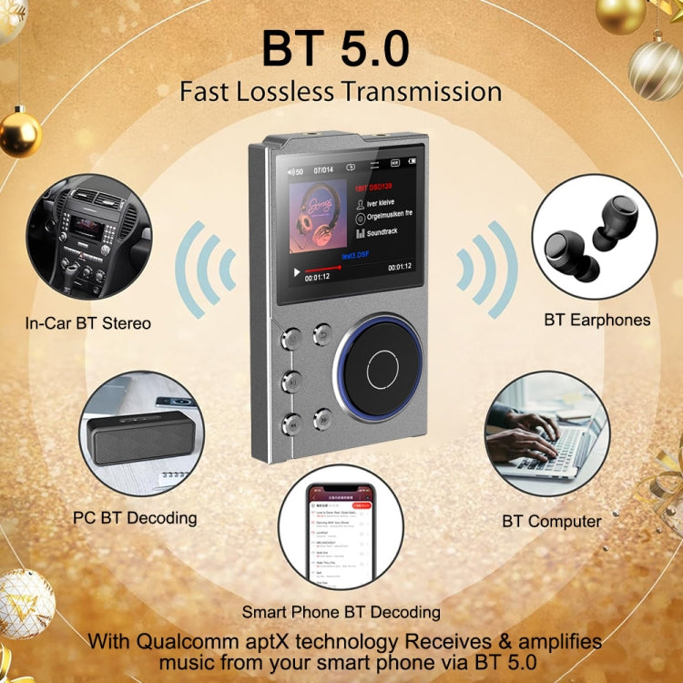 2.4 inch HIFI Bluetooth Music Player DSD256 Mastering Sound Quality Walkman, Memory: 16GB+8GB(Gray) - MP3 Player by buy2fix | Online Shopping UK | buy2fix