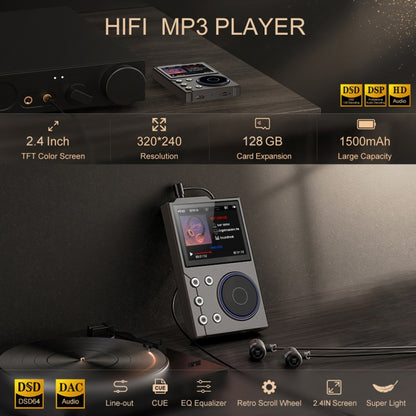 2.4 inch HIFI Bluetooth Music Player DSD256 Mastering Sound Quality Walkman, Memory: 16GB(Gray) - MP3 Player by buy2fix | Online Shopping UK | buy2fix