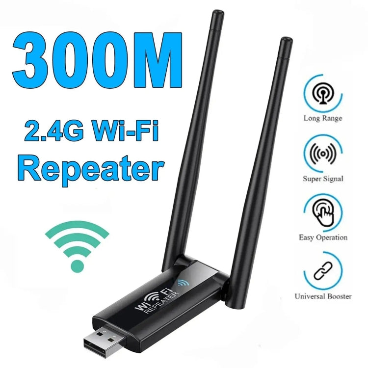 USB Powered WiFi Signal Amplifier Through Wall Wireless Router Extension(Black) - Broadband Amplifiers by buy2fix | Online Shopping UK | buy2fix